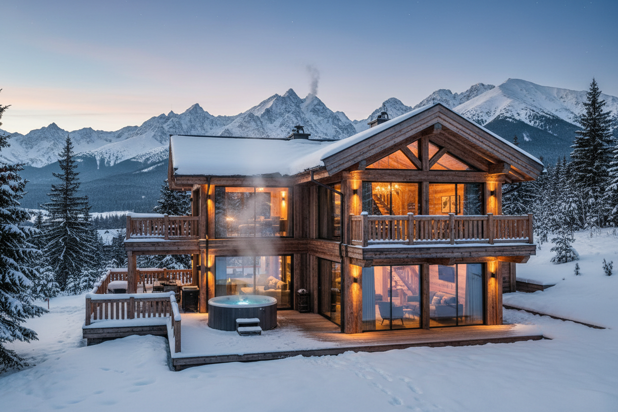 Luxury ski chalet Zakopane Tatra mountains Poland winter rental